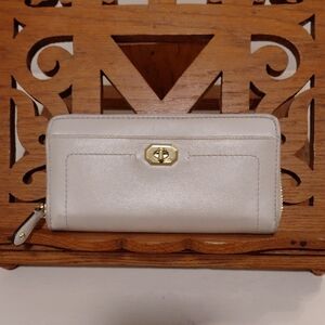 Cream Zip Around Coach Wallet